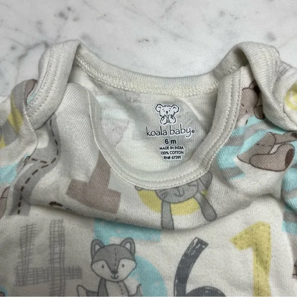 Koala Baby Carter's Bear Animal Print Long Sleeve Bodysuit 6M - Picture 6 of 8
